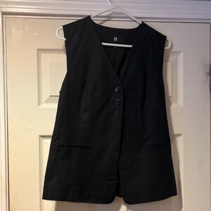 BR Longline Linen Sleeveless Vest in Black 10